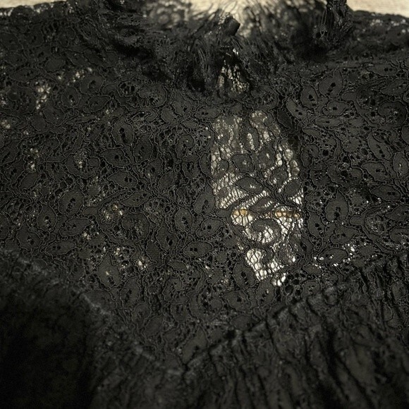 Saylor x Revolve Mariella Lace Ruffle Blouse in Black Goth Witchy - Picture 6 of 6